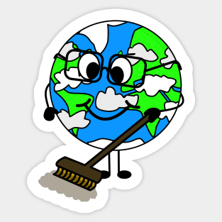 Earth Day Cleaning Sweeping Sticker